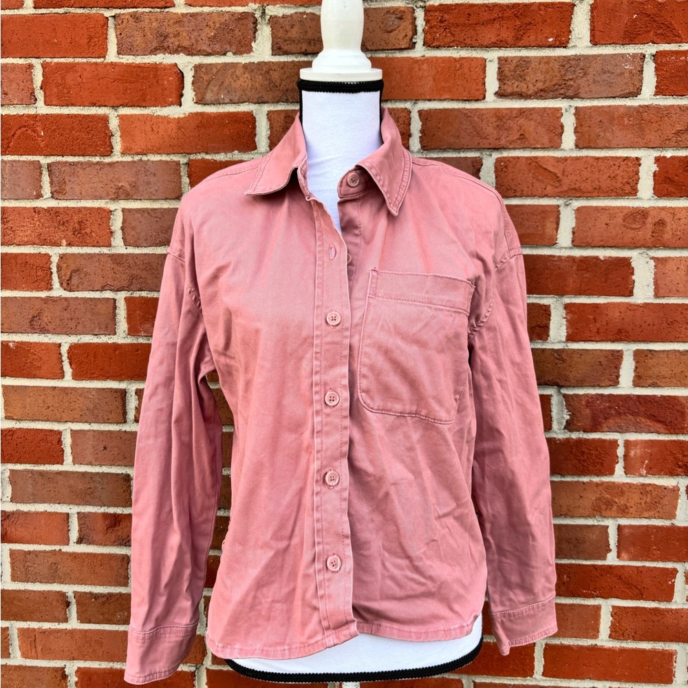 Bagatelle Collection Dusty Pink Button-Up Shirt With Breast Pocket Womens Small